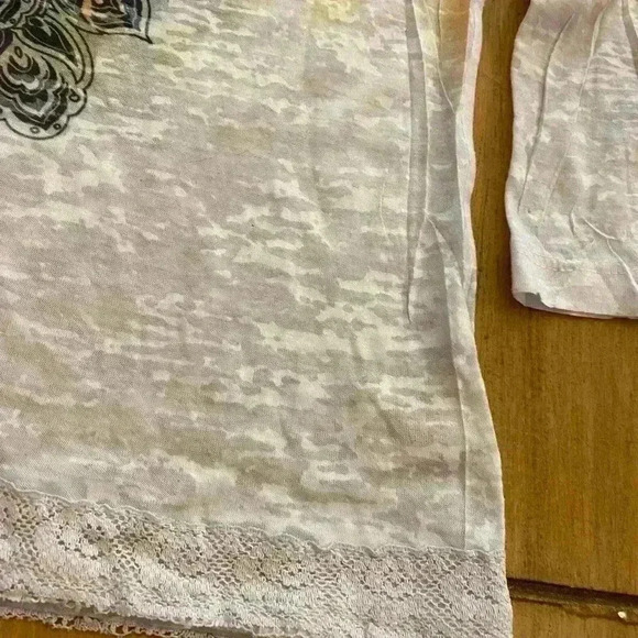 Reba Womens Long Sleeve Sheer Art Decorative Top size M-L - Picture 4 of 15